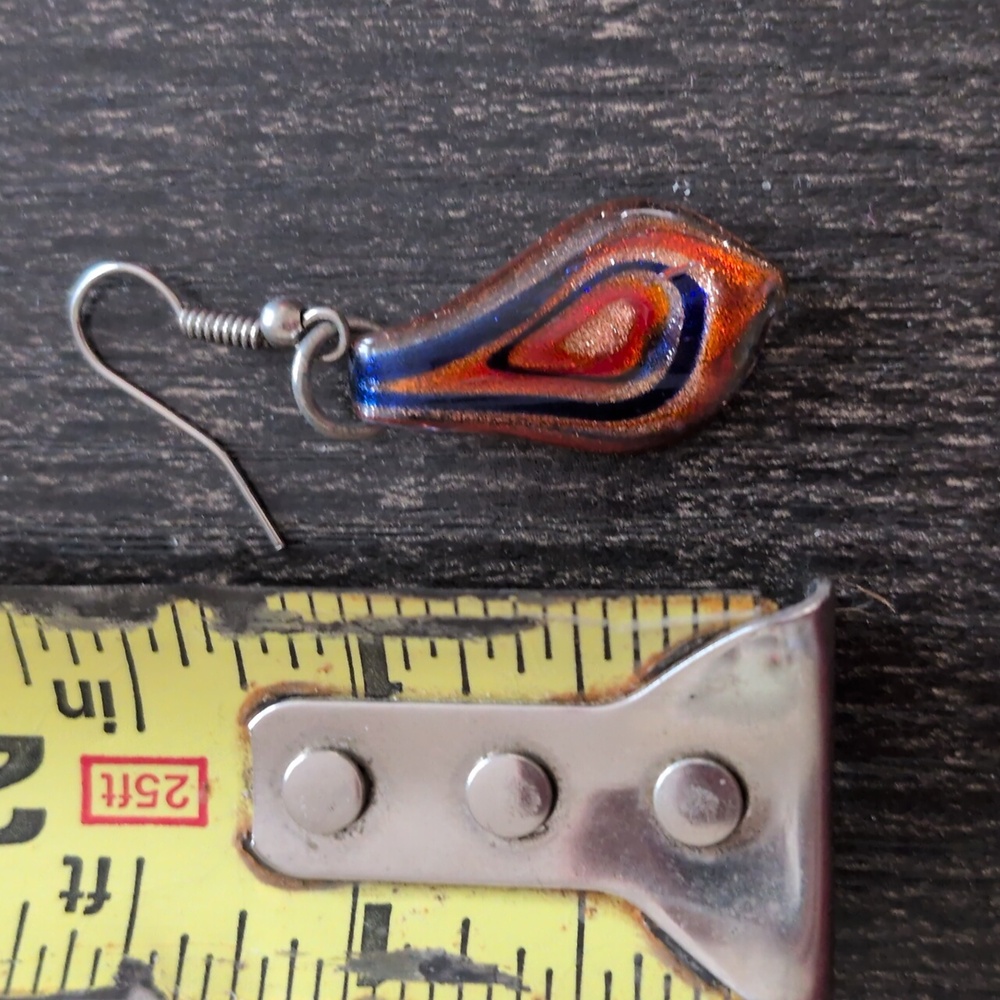 Murano Glass Swirl Earrings - Picture 4 of 4